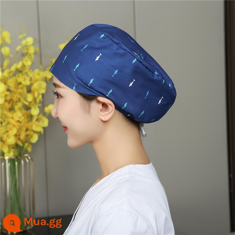 Mũ phòng mổ nữ cotton mũ y tá giam hóa trị bao đầu mũ phòng khám nha khoa bác sĩ làm việc mũ nam - Khóa điều chỉnh cá mập nhỏ