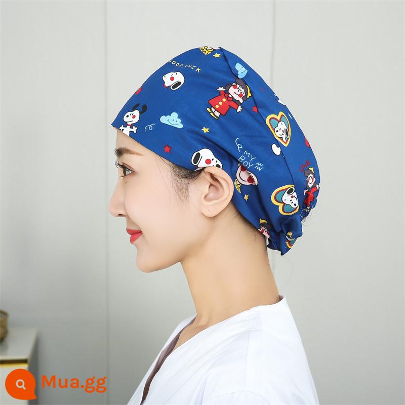 Mũ phòng mổ nữ cotton mũ y tá giam hóa trị bao đầu mũ phòng khám nha khoa bác sĩ làm việc mũ nam - cô gái màu xanh