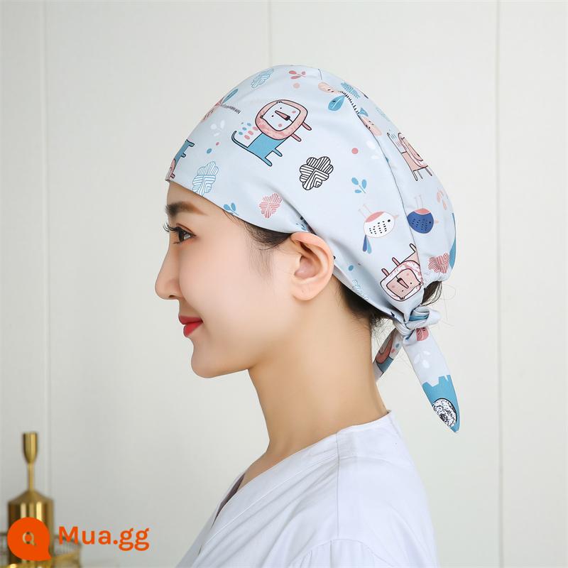 Mũ phòng mổ nữ cotton mũ y tá giam hóa trị bao đầu mũ phòng khám nha khoa bác sĩ làm việc mũ nam - Sợi polyester sư tử nhỏ