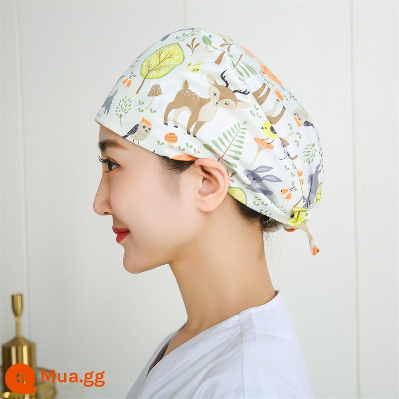 Mũ phòng mổ nữ cotton mũ y tá giam hóa trị bao đầu mũ phòng khám nha khoa bác sĩ làm việc mũ nam - nâu vàng