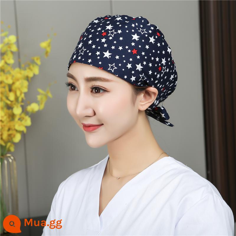 Mũ phòng mổ nữ cotton mũ y tá giam hóa trị bao đầu mũ phòng khám nha khoa bác sĩ làm việc mũ nam - polyester màu đỏ