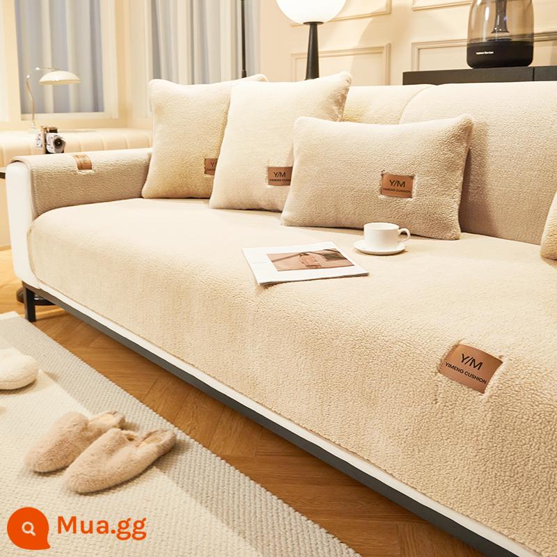 Lông Cừu Nhung Sofa Đệm Mùa Đông Dày Sang Trọng Đệm Chống Trơn Trượt Da Ghế Sofa Mùa Thu Đông Đệm Khăn Vải - Lông cừu trắng [siêu nâng cấp]