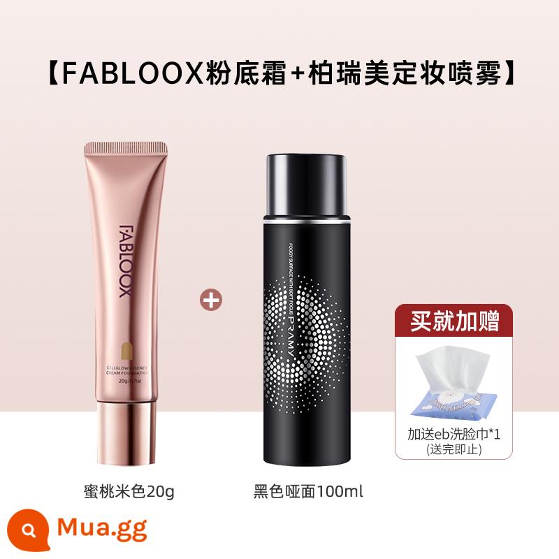 Cheng Shi'an Fabloox Fu Bishi Powder Cream Cream Kem Nền Hỗn Hợp Da Dầu Giữ Lớp Trang Điểm Trong Suốt Che Khuyết Điểm Dưỡng Ẩm - Xịt khoáng làm đẹp Peach Beige 20g+berry (Đen mờ)