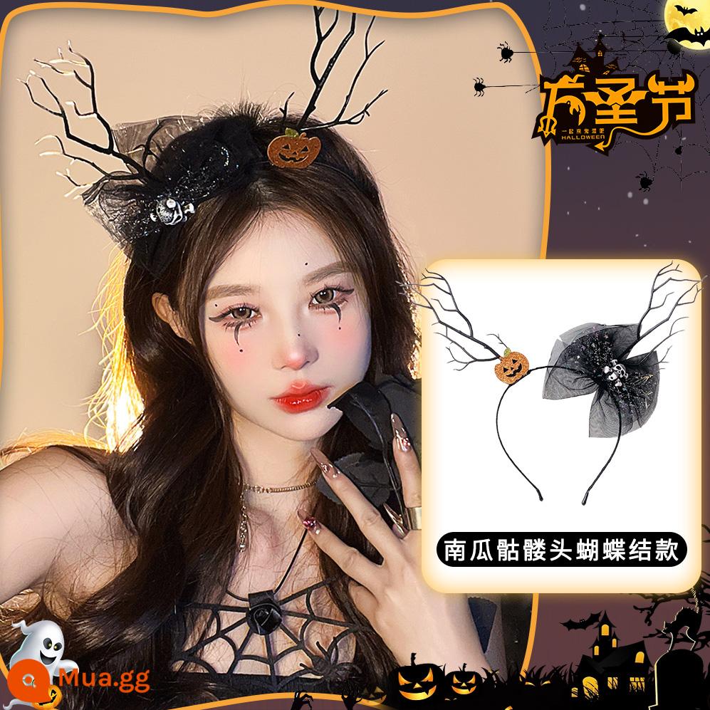 Halloween mũ đội đầu hình ảnh ngộ nghĩnh đạo cụ cos phụ kiện cài áo dạ quang tóc vòng tóc trang trí phụ kiện tóc tóc vòng - Kiểu nơ đầu lâu bí ngô