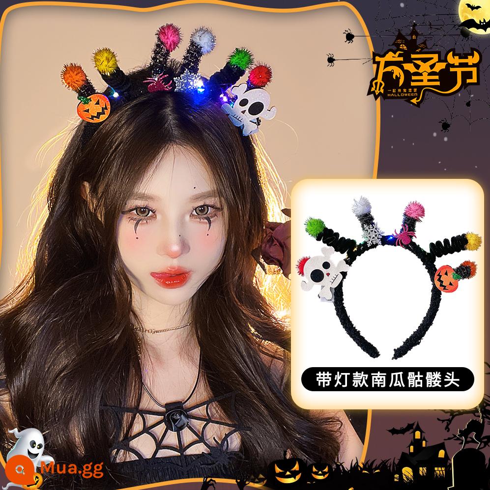 Halloween mũ đội đầu hình ảnh ngộ nghĩnh đạo cụ cos phụ kiện cài áo dạ quang tóc vòng tóc trang trí phụ kiện tóc tóc vòng - Phù thủy sọ bí ngô