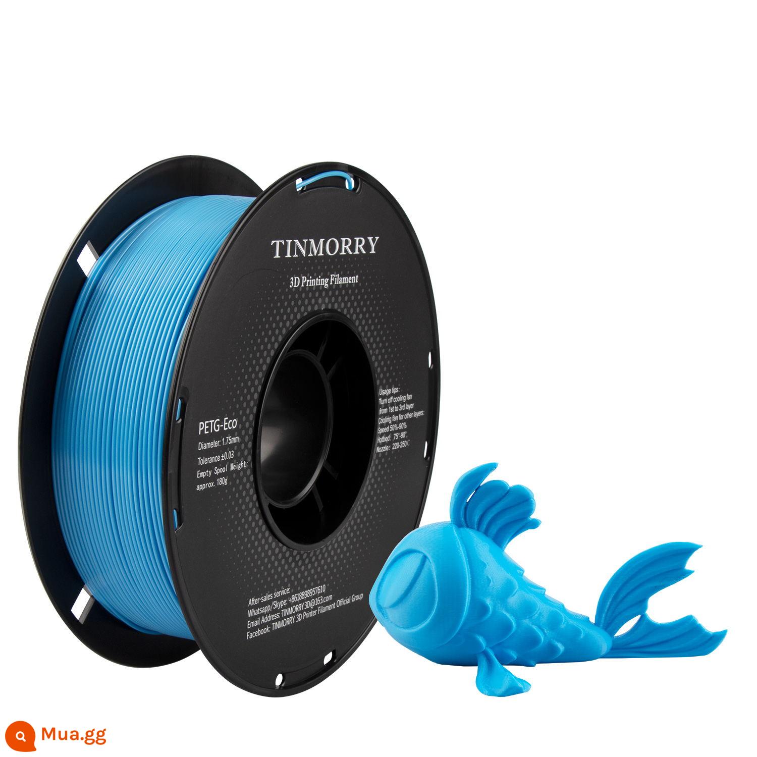 Tinmorry: Dây tóc in 3D PETG tiếp xúc với nguyên liệu Tianrui PETG-ECO, gói 1kg - trời xanh