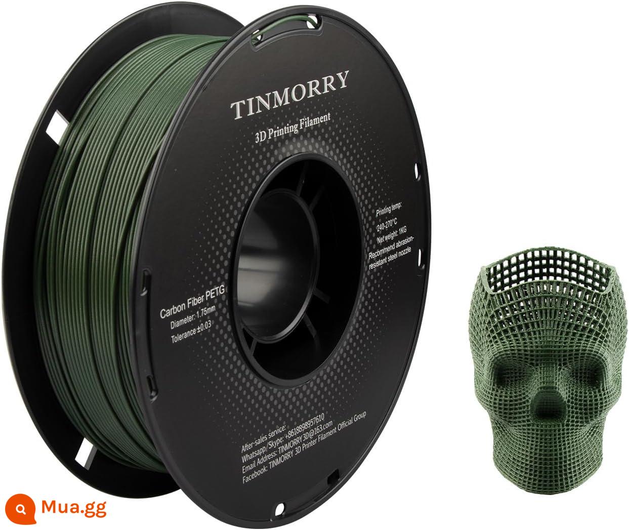 Tinmorry: Dây tóc in 3D PETG tiếp xúc với nguyên liệu Tianrui PETG-ECO, gói 1kg - Sợi carbon PETG màu xanh ô liu