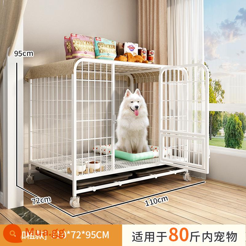 Chuồng chó chó nhỏ chó vừa trong nhà có nhà vệ sinh hàng rào chó cưng Corgi Teddy đặc biệt chuồng chó cũi - "Mẫu thông thường-110*72*95" Trong vòng 90 pound-màu trắng