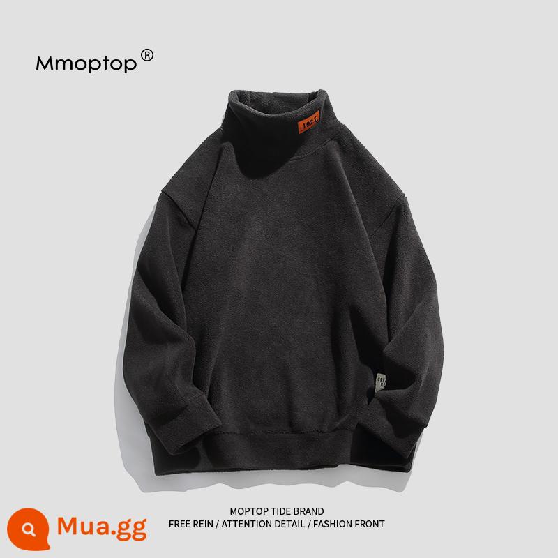 Mmoptop mùa thu đông cặp đôi thường ngày cực áo len lông cừu nam Plus nhung màu triều Top Retro áo khoác nam - xám sắt