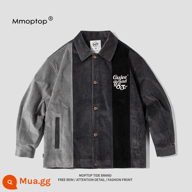 MMOPTOP American Fendy Jacket Men's Autumn and Winter Cặp đôi bình dọc Stitching Stitching Light Core Áo khoác Velvet Men - Màu xám đậm [khuyến nghị chất lượng]