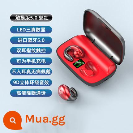 Tai nghe bluetooth mới 2022 không nhét tai loại treo tai true wireless chạy xương dẫn thích hợp cho Apple Huawei - Vàng lụa đỏ [Bluetooth 5.0 + Chất lượng âm thanh HiFi + tự động bật nguồn khi lấy ra]