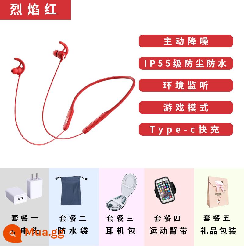 Tai Nghe Bluetooth Chống Ồn Chủ Động Edifier W280NB Thể Thao Không Dây Chạy In-Ear Tai Treo Cổ-Treo Cổ - Ngọn lửa màu đỏ