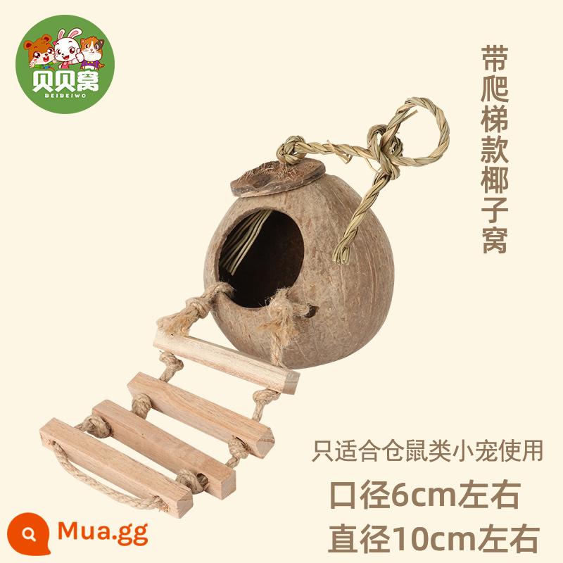 Chuột Lang Totoro Chuột Lang Thỏ Mùa Đông Ấm Áp Đặc Biệt Tổ Cỏ Rơm Thảm Lớn Hamster Hideaway Nhà Đồ Ngủ - Tổ hamster gáo dừa có bậc thang (chỉ thích hợp cho hamster)