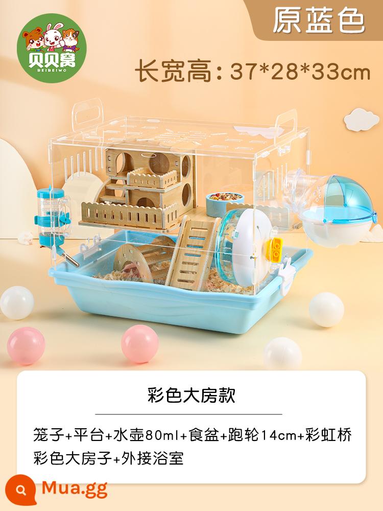 Chuồng hamster biệt thự nhà biệt thự lớn giá rẻ hộp giống acrylic gấu vàng cung cấp bộ lớn - Màu gỗ acrylic kiểu log mẫu phòng lớn màu xanh