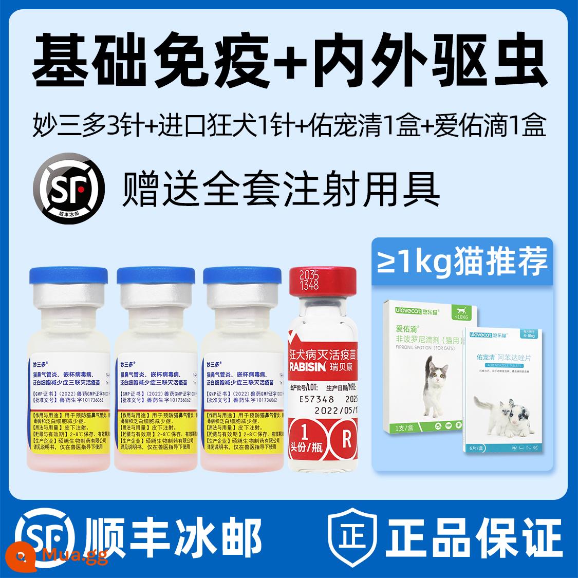 Mèo ba con mèo Miao San Duo nội địa của Zoetis Pfizer Miao San Duo 3 mũi + gói vắc xin bệnh dại cho mèo con chống hàng giả - 4 Thêm