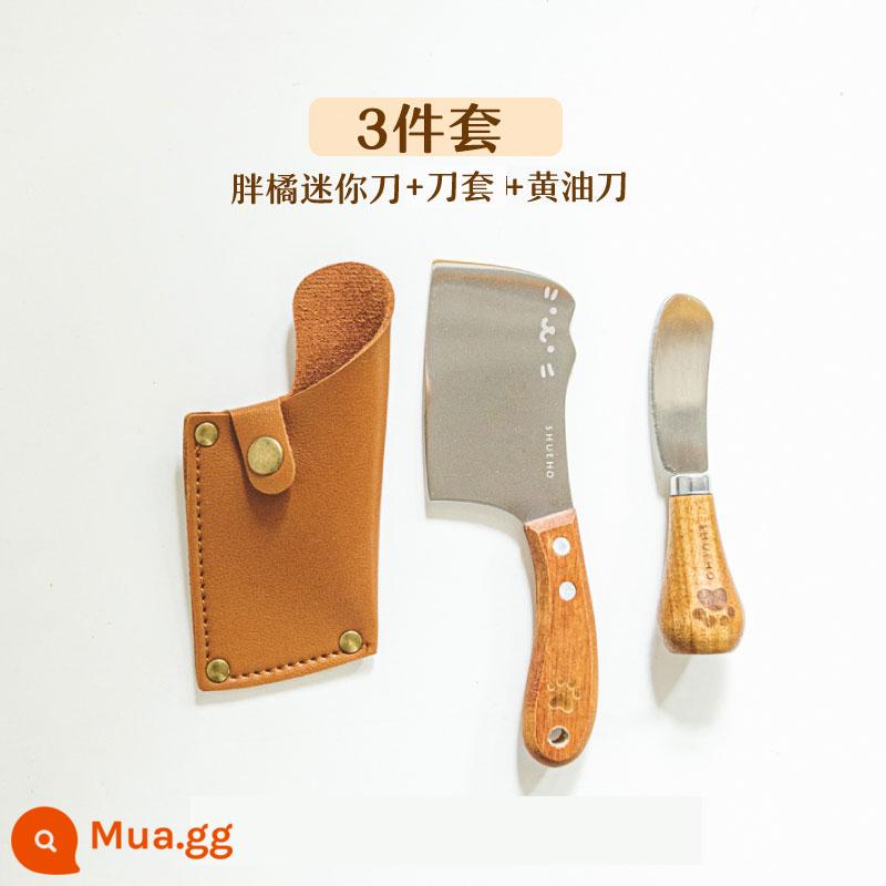 Cây Bơ Dao Rải Dao Bánh Mì Phết Bơ Đậu Phộng Mini Bơ Phô Mai Mứt Dao Có Thể Đứng Nhỏ Thìa Đũa - [Bộ 3 món] Hộp đựng dao + dao mini màu cam béo + kiểu dáng thông thường