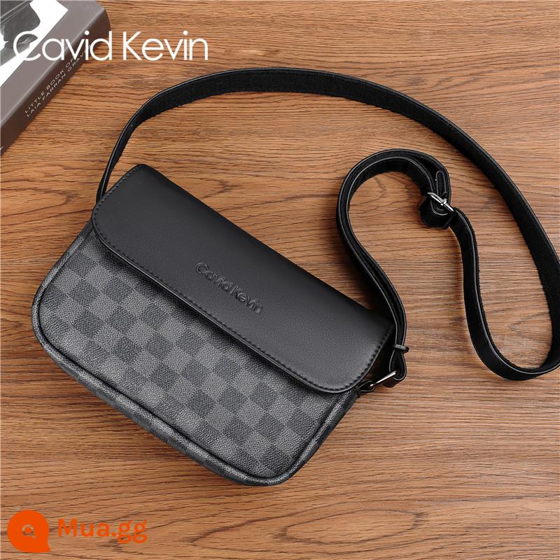 Cavid Kevin Retro Phong Cách Châu Âu Túi Đeo Vai Nam Cổ Xiên Túi Ba Lô Da Thời Trang Trẻ Trung Túi Vuông - CK5209 kẻ sọc đen xám