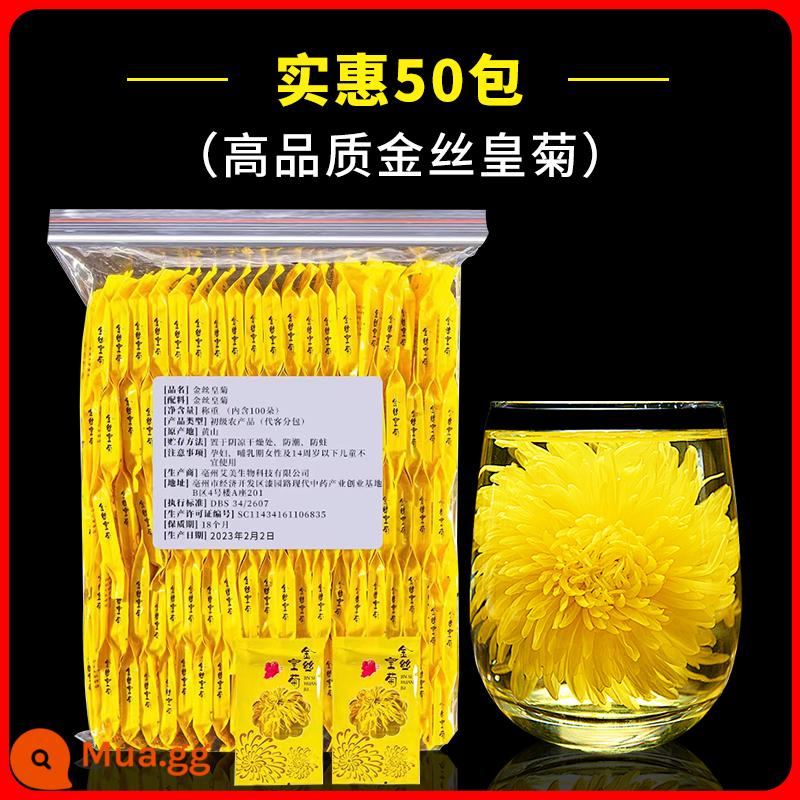 Trà hoa cúc hoàng đế lụa vàng Hoa cúc bào thai Thanh hỏa, thanh nhiệt và giải độc cao cấp Một tách trà hoa cúc cống phẩm Qinghuo cho sức khỏe - Giá cả phải chăng 50 gói hoa cúc hoàng gia lụa vàng cao cấp