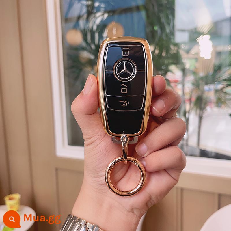 Bộ chìa khóa Mercedes E-class C-class A-class A200L túi C260L xe E300L vỏ GLC300/GLE/GLA khóa cao cấp - Mercedes-Benz Model A [cạnh vàng đen + khóa tròn]