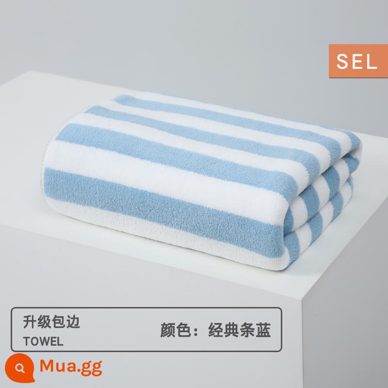 2022 mới khăn tắm hộ gia đình nam nữ hơn cotton nguyên chất cotton thấm hút nhanh khô khăn tắm cặp đôi khăn lớn khăn quấn mùa đông - Dải cổ điển [màu xanh]