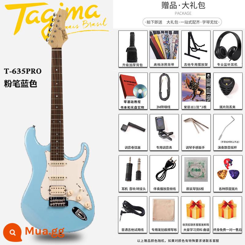 Tagima Tajima TG510 530 T635 Novice Người mới bắt đầu DW Bộ guitar điện chuyên nghiệp dành cho người lớn - T635PRO Phấn Xanh