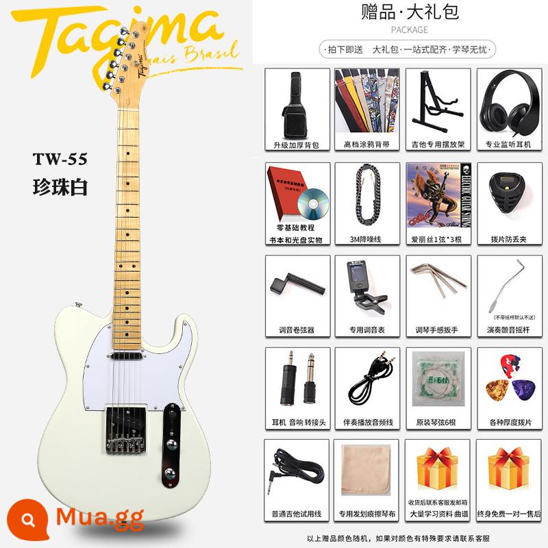 Tagima Tajima TG510 530 T635 Novice Người mới bắt đầu DW Bộ guitar điện chuyên nghiệp dành cho người lớn - TW55 trắng ngọc trai