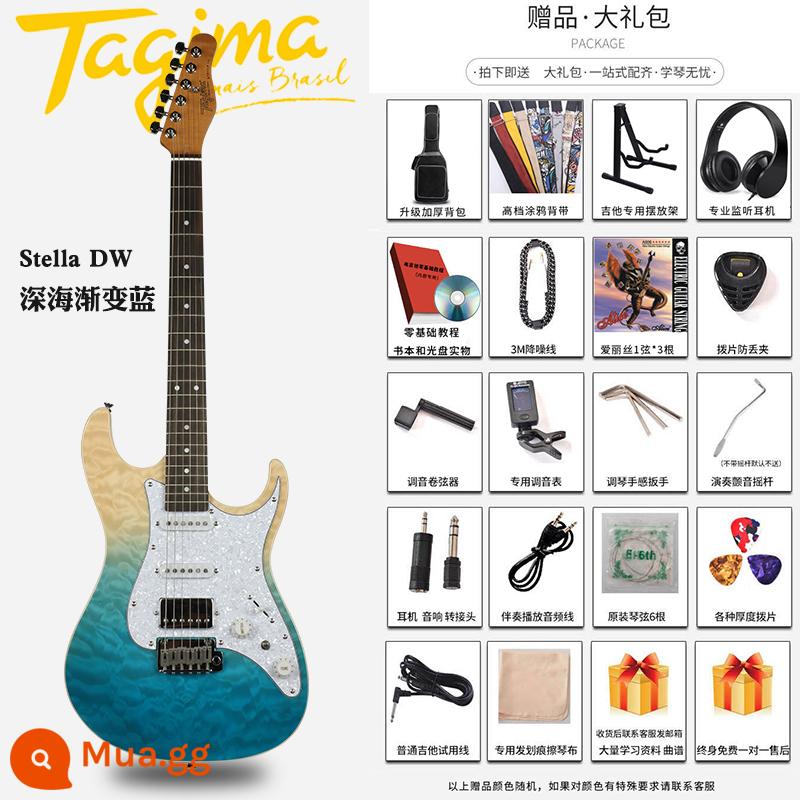 Tagima Tajima TG510 530 T635 Novice Người mới bắt đầu DW Bộ guitar điện chuyên nghiệp dành cho người lớn - Stella DW màu xanh lam