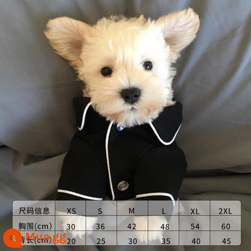 Quần Áo Cho Chó Mèo Mùa Thu Đông Đồ Ngủ Cho Thú Cưng Teddy Bichon Fudge Con Chó Con Pomeranian Con Chó Con Nhỏ Quần Áo - Bộ đồ ngủ kiểu Pháp màu đen