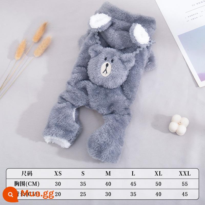 Quần áo cho chó mùa thu và mùa đông ấm áp cho chó nhỏ quần áo bốn chân dày Teddy VIP Schnauzer Quần áo thú cưng Bichon - Gấu lông xám