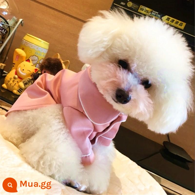 Chó cưng phần mỏng chủ sở hữu cùng bộ đồ ngủ bichon maltese schnauzer cún con mèo Bông quần áo mùa hè - Hồng