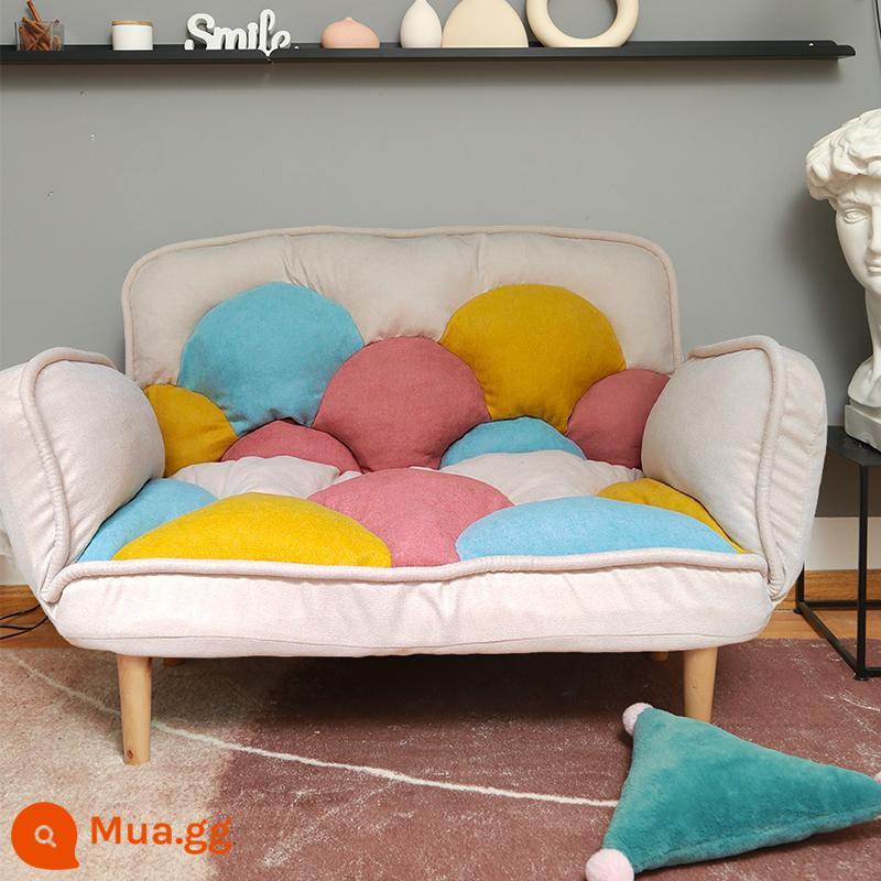 Bạn có thể ngủ hoặc nằm xuống! Sofa lười gấp chiếu tatami giường đơn đôi ghế căn hộ nhỏ ban công phòng ngủ - Sofa đôi màu kẹo bông và vải nhung dạng hạt