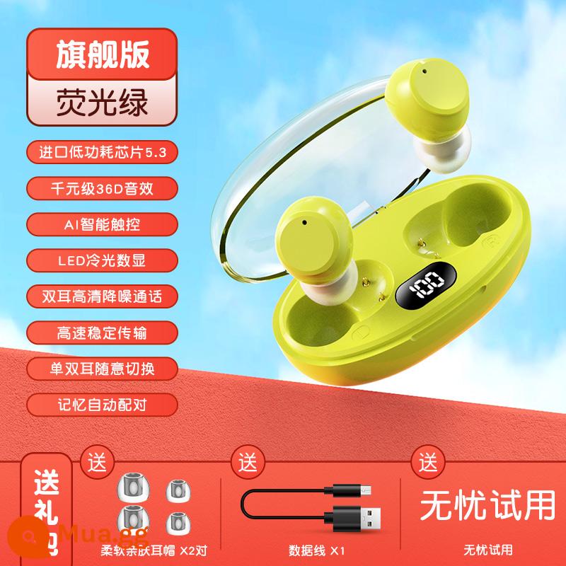 Tai nghe bluetooth mini không dây chất lượng cao đeo lâu không đau mẫu nữ 2022 mẫu mới phù hợp Apple Huawei Xiaomi - [Phiên bản hàng đầu★Xanh huỳnh quang]Chip nhập khẩu 5,3★Hiệu ứng âm thanh nghìn nhân dân tệ cấp 36D★Màn hình kỹ thuật số ánh sáng lạnh LED