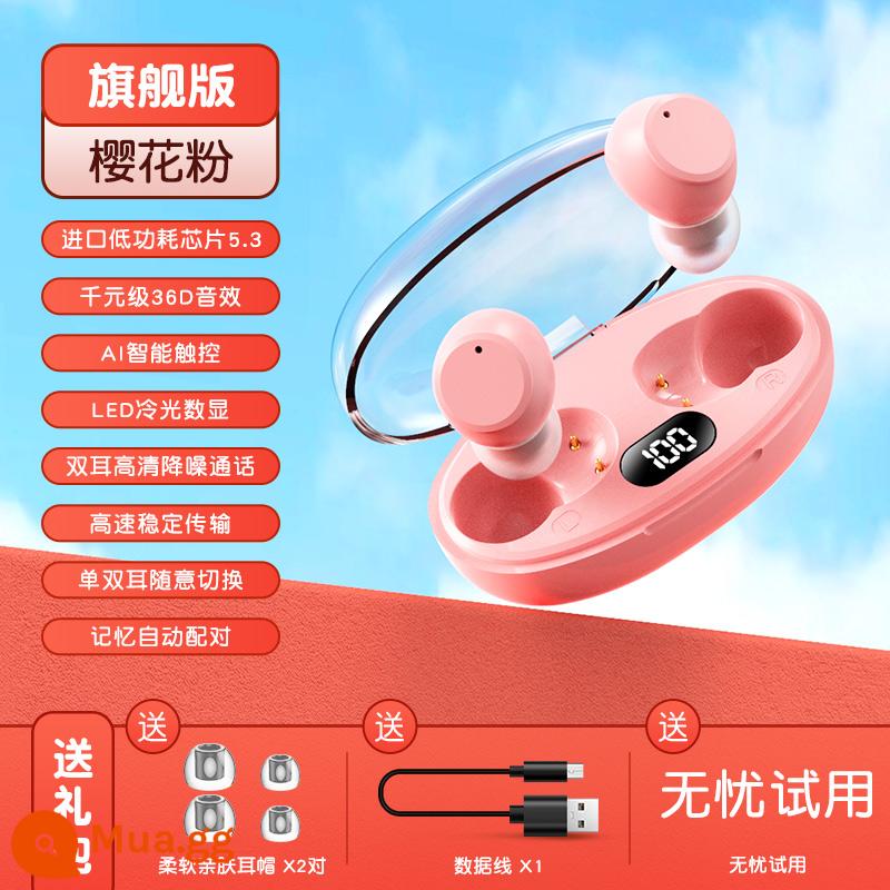 Tai nghe bluetooth mini không dây chất lượng cao đeo lâu không đau mẫu nữ 2022 mẫu mới phù hợp Apple Huawei Xiaomi - [Phiên bản hàng đầu★Sakura Pink]Chip nhập khẩu 5,3★Hiệu ứng âm thanh nghìn nhân dân tệ cấp 36D★Màn hình kỹ thuật số ánh sáng lạnh LED