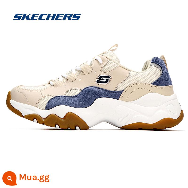 Giày nữ SKECHERS giày nam chính thức hàng đầu giày thể thao thế hệ thứ ba giày gấu trúc mùa đông giày bố đế dày giày thường - Nâu/Xanh hải quân-TAN/Phong cách nam