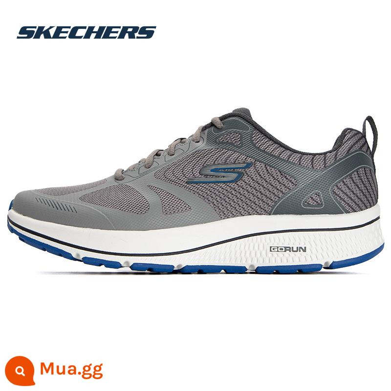 SKECHERS Nhẹ Giày Chạy Bộ Nam Mùa Đông 2023 Lưới Mới Ấm Áp Giày Chống Sốc Giày Chạy Bộ - Xám/Xanh -GYBL