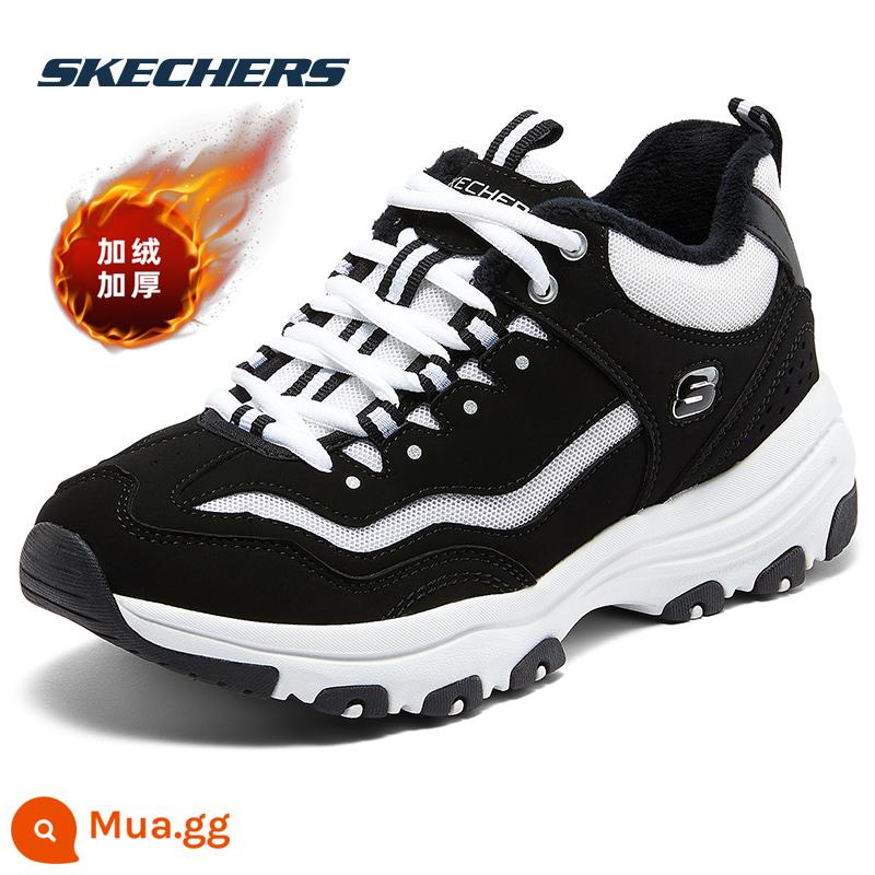 Giày SKECHERS Mùa Thu Đông Nữ Plus Nhung Giày Thể Thao Bánh Tuyết Giáng Sinh Giày Bố Giày Panda Giày Nữ Cotton giày Giày Thường - 8730057-BKW