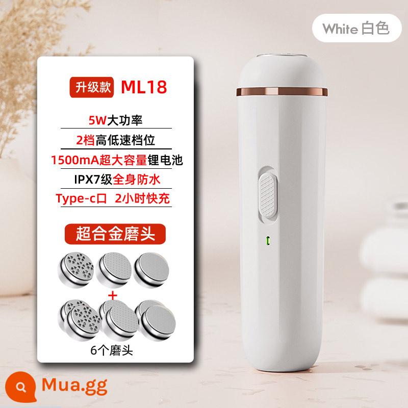 Máy mài chân điện trò chuyện Xiaomi lột và mài da chân để loại bỏ da chết ma thuật cạo da chân đến gót chân vết chai dao làm móng chân - Nâng cấp ML18 trắng + 6 đầu mài