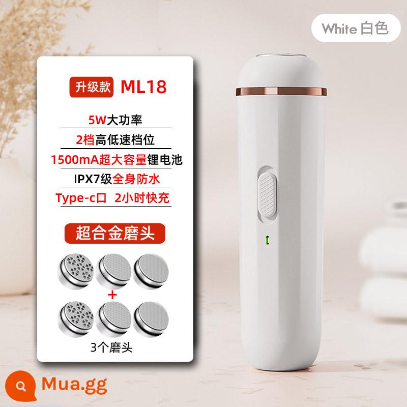 Máy mài chân điện trò chuyện Xiaomi lột và mài da chân để loại bỏ da chết ma thuật cạo da chân đến gót chân vết chai dao làm móng chân - Nâng cấp ML18 trắng + 3 đầu mài