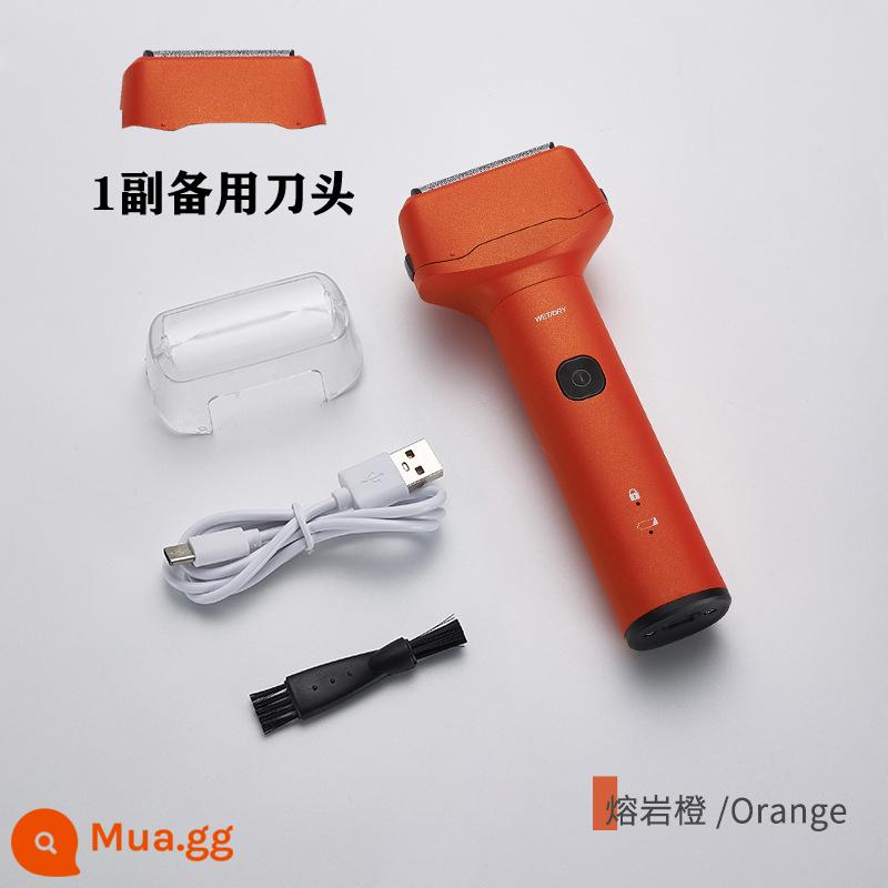 Xiaomi chat 2022 dao cạo búa nhỏ mới nhập khẩu của Đức dao cạo điện chuyển động qua lại cho nam - Cam + 1 lưỡi dao dự phòng