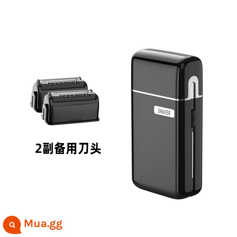 Dao cạo trò chuyện Xiaomi dành cho nam điện mini chuyển động qua lại du lịch nhỏ di động hợp kim titan cho xe cạo râu - Đen + 2 lưỡi dao dự phòng [Ưu đãi lớn]