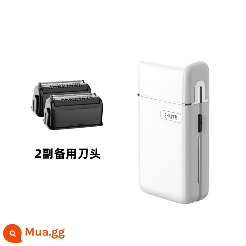 Dao cạo trò chuyện Xiaomi dành cho nam điện mini chuyển động qua lại du lịch nhỏ di động hợp kim titan cho xe cạo râu - Trắng + 2 lưỡi dao dự phòng [Ưu đãi lớn]