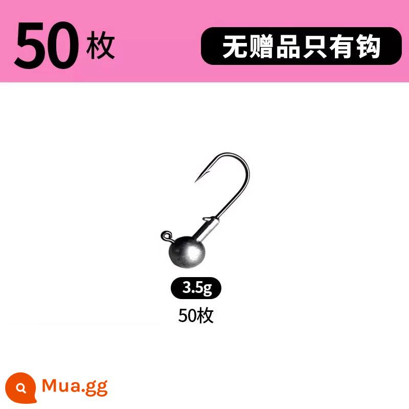 Móc chì gia cường đáy chống treo đầu móc Luya mồi giả đuôi chữ T mồi mềm câu cá rô khoắc cá quả quýt mềm bộ hộp Luya - 50 miếng [móc đầu chì] 3,5g [không có quà tặng]