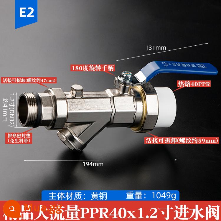 Tất cả đồng sưởi sàn bộ chia nước bộ lọc tay giám sát van 25/32/40PPR đầu vào và trở lại van bi nước Van kết nối trực tiếp 1 inch - Van đầu vào nước lớn PPR40X1.2 inch E2