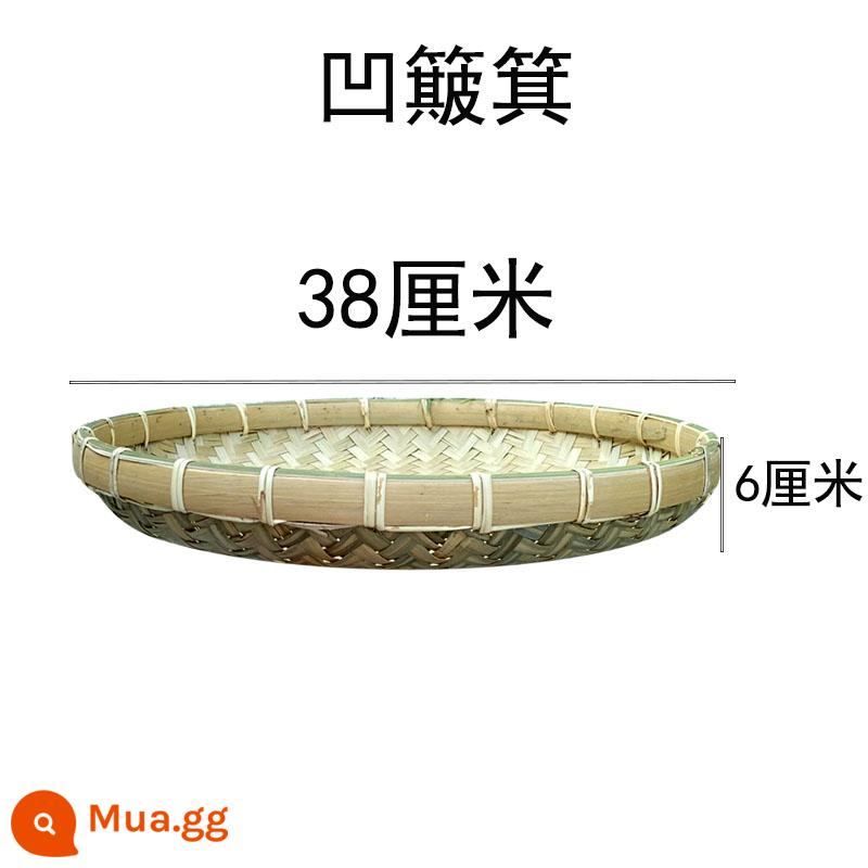 Tre dệt hàng trang trại tre rây không lỗ tròn lớn người quét dọn handmade tre mảng bám trang trí hộ gia đình giỏ phơi - Thùng quét rác lõm không xốp 38cm