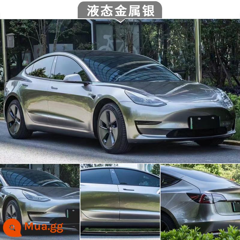 Tesla model3Y Gốm Đen Chiến Binh Đổi Màu Phim Toàn Xe Kim Loại Lỏng Bạc Porsche Sơn Iceberry Bột - Bạc kim loại lỏng PET [xây dựng trọn gói xe]