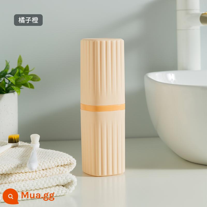 Du Lịch Di Động Nước Súc Miệng Cốc Sinh Viên Cặp Đôi Rửa Bộ Bàn Chải Đánh Răng Cốc Đánh Răng Cốc Đựng Bàn Chải Đánh Răng Lưu Trữ Hộp Dán - Gói thực tế-Hai cốc-Cam