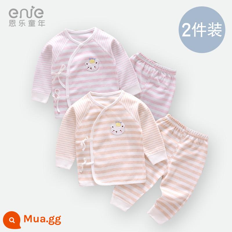 Bộ Quần Áo Sơ Sinh Nhà Sư Quần Áo Bộ Đồ Ngủ Sơ Sinh Nam Nữ Cho Bé Hai Mảnh Cotton Xuân Hạ Thu Đông Đáy Phù Hợp Với - hồng + mơ