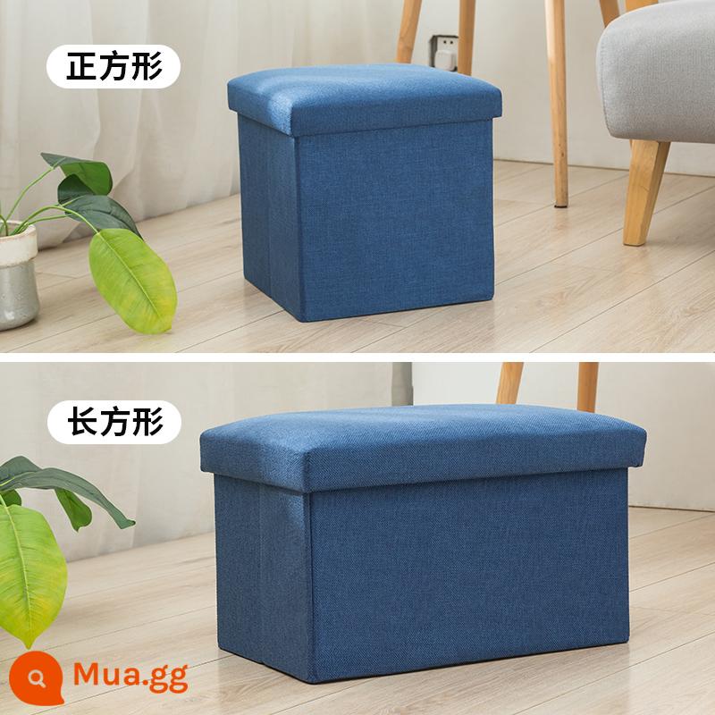 Lưu trữ phân lưu trữ phân có thể ngồi trưởng thành hộ gia đình ghế sofa nhỏ có thể gập lại đa chức năng hộp lưu trữ hiện vật giày thay đổi phân - Màu xanh hải quân [cotton và lanh]