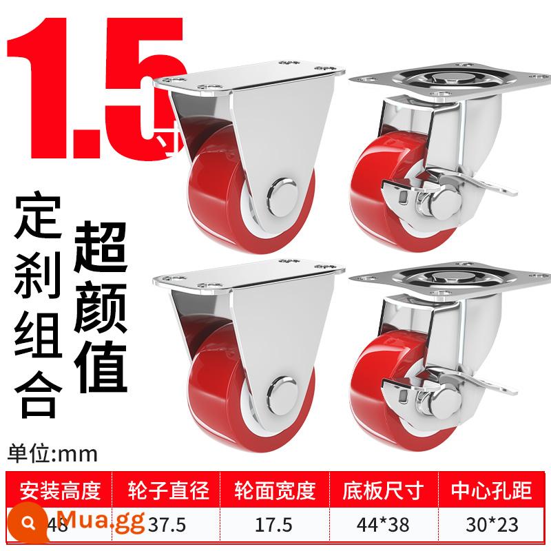 ㊙️ Bánh xe vạn năng 1,5 inch Bánh xe ròng rọc nhỏ câm 2/3 inch hạng nặng có phanh Bánh xe bàn cà phê cho đồ nội thất - Ngoại hình 1,5 inch, 2 bộ và 2 phanh