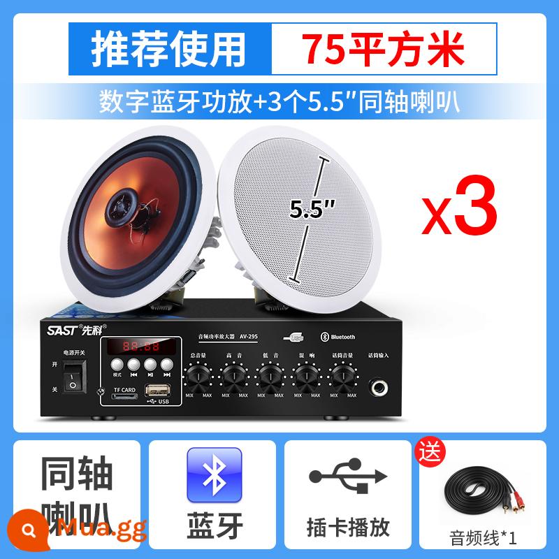 Loa trần đồng trục Xianke Bộ khuếch đại âm thanh gắn trên trần Bluetooth Phòng ăn nhúng Cửa hàng khách sạn Nền tảng đặc biệt Hệ thống âm nhạc Cáp Phát thanh công cộng Kỹ thuật Loa thương mại - 3 bộ khuếch đại + đồng trục 5,5 inch